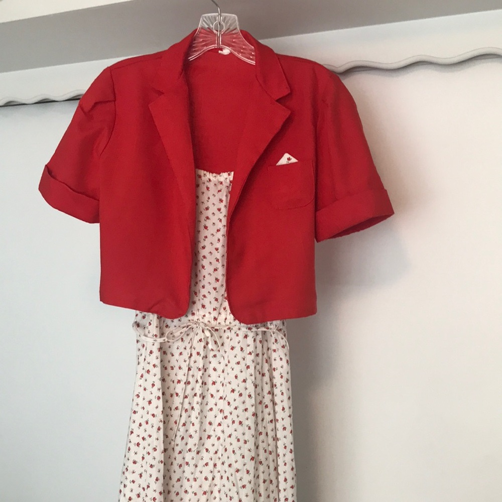 Vintage spaghetti strap dress with cropped jacket